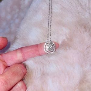 SOLD Zales Sterling Silver Cushion Cut Pendant Necklace